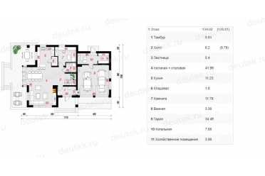 Проект двухэтажного дома из керамаблоков с двухместным гаражом - DTL100003 DTL100003