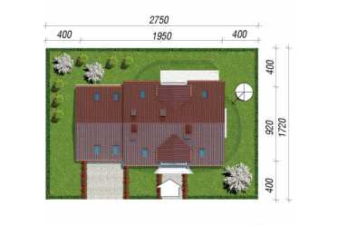 Проект двухэтажного дома из керамаблоков с двухместным гаражом  - DTL100006 DTL100006