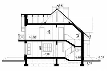 Проект двухэтажного дома с мансардой и камином - DTL100007 DTL100007