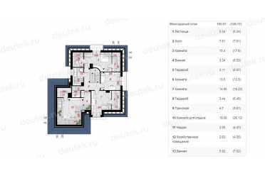 Проект двухэтажного дома из керамаблоков с двухместным гаражом и жилой мансардой  - DTL100010 DTL100010