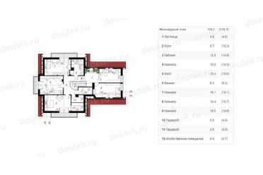 Проект двухэтажного дома из керамаблоков с двухместным гаражом, кабинетом и жилой мансардой - DTL100012 DTL100012