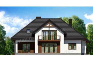 Проект двухэтажного дома из керамаблоков с двухместным гаражом и жилой мансардой - DTL100013 DTL100013