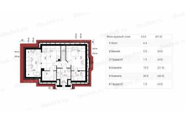 Проект двухэтажного дома из керамаблоков с одноместным гаражом и жилой мансардой - DTL100014 DTL100014