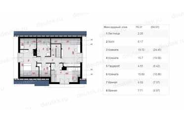 Проект двухэтажного дома из керамаблоков с одноместным гаражом и жилой мансардой- DTL100016 DTL100016