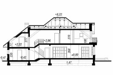 Проект двухэтажного дома из керамаблоков с одноместным гаражом и жилой мансардой DTL100021