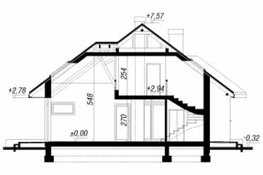 Проект двухэтажного дома из керамаблоков с двухместным гаражом и жилой мансардой DTL100022