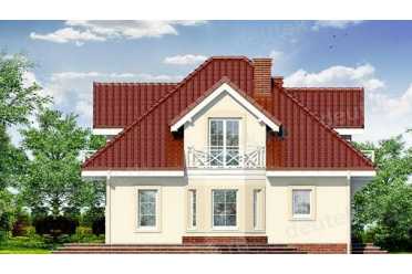 Проект двухэтажного дома из керамаблоков с одноместным гаражом и жилой мансардой DTL100024