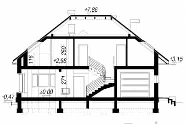 Проект двухэтажного дома из керамических блоков с террасой и одноместным гаражом DTN100001