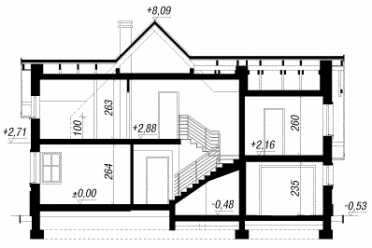 Проект двухэтажного дома из керамических блоков с террасой и одноместным гаражом DTN100003