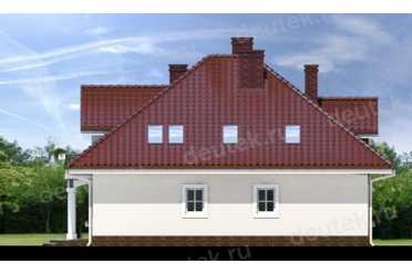 Проект двухэтажного дома из керамических блоков с террасой, камином, одноместным гаражом и мансардой DTN100010