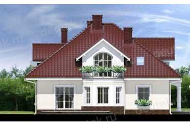 Проект двухэтажного дома из керамических блоков с террасой, камином, одноместным гаражом и мансардой DTN100010