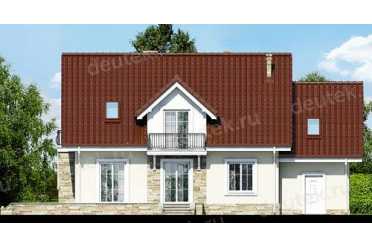 Проект двухэтажного дома из керамических блоков с террасой и одноместным гаражом DTN100011