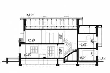 Проект двухэтажного дома из керамических блоков с террасой и одноместным гаражом DTN100011