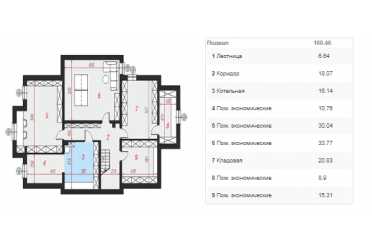 Проект одноэтажного дома из керамических блоков с террасой, мансардой и чердаком DTN100026