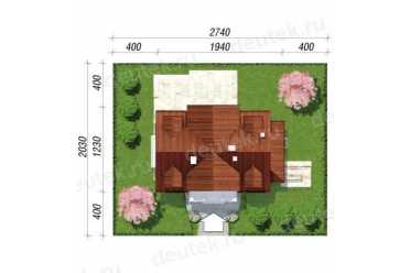 Проект одноэтажного дома из керамических блоков с террасой, мансардой и чердаком DTN100026