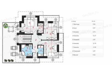 Проект одноэтажного дома из керамических блоков с террасой, мансардой и гаражом 3.3 на 5.95 метров DTN100031