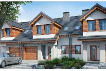 Проект одноэтажного дома из керамических блоков с мансардой, террасой и гаражом 3.10 на 5.93 м DTN100036