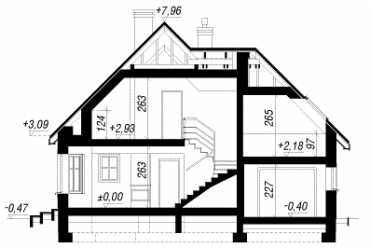 Проект одноэтажного дома из керамических блоков с террасой, мансардой и гаражом DTN100039