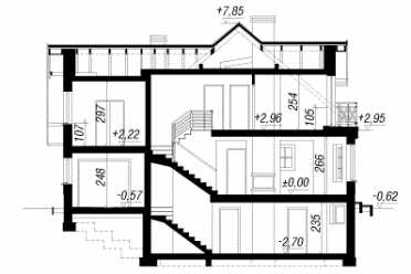 Проект одноэтажного дома из керамаблоков с одноместным гаражом и подвалом - DTN100048 DTN100048