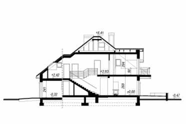 Проект двухэтажного дома из керамаблоков с одноместным гаражом - DTN100053 DTN100053