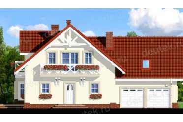 Проект двухэтажного дома из керамических блоков с двухместным гаражом DTN100062