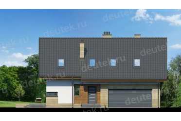 Проект двухэтажного дома из керамических блоков с двухместным гаражом DTN100078