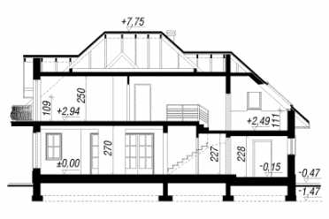 Проект двухэтажного дома из керамаблоков с одноместным гаражом DTN100084