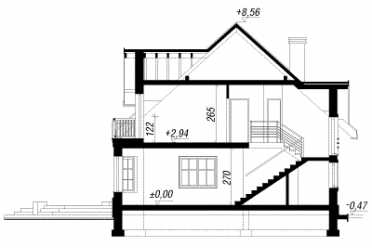Проект двухэтажного дома из керамаблоков с одноместным гаражом DTN100087