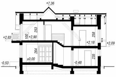 Проект европейского двухэтажного дома с одноместным гаражом - DTN100097 DTN100097