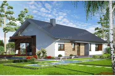 Проект европейского двухэтажного дома с камином 11 на 11 метров DTS100012