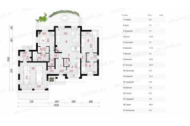 Проект европейского одноэтажного дома с  камином 19 на 16 метров DTS100015