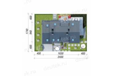 Проект европейского двухэтажного дома с мансардой и камином 17 на 10 метров DTS100016