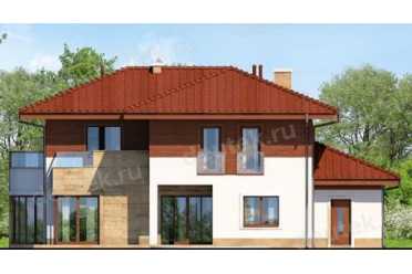 Проект европейского двухэтажного дома с эркером и камином 18 на 15 метров DTS100022