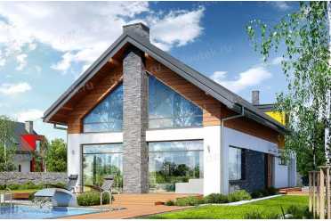 Проект европейского двухэтажного дома с одноместным гаражом, мансардой и камином 19 на 8 м - DTA100039 DTS100039