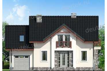 Проект двухэтажного дома из керамаблоков с одноместным гаражом и террасой - DTA100047 DTS100047