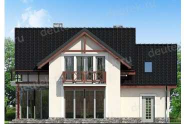 Проект двухэтажного дома из керамаблоков с одноместным гаражом и террасой - DTA100047 DTS100047