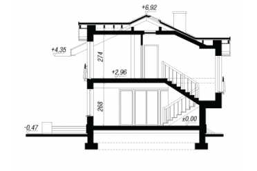 Проект европейского двухэтажного дома с террасой на первом этаже и кабинетом 18 на 11 м - DTS100050 DTS100050