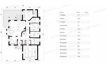 Проект европейского двухэтажного дома с двухместным гаражом, кабинетом и эркером 15 на 22 м - DTS100064 DTS100064