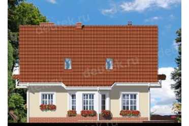 Проект европейского узкого двухэтажного дома с двухместным гаражом и эркером 17 на 11 м - DTS100066 DTS100066
