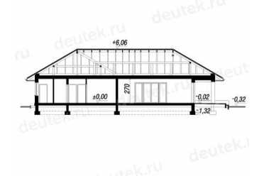 Проект одноэтажного дома из керамаблоков с двухместным гаражом DTV100021