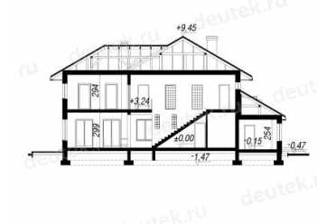 Проект двухэтажного дома из керамаблоков с двухместным гаражом DTV100023