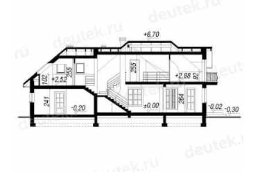 Проект двухэтажного дома из керамаблоков с мансардой и двухместным гаражом DTV100026