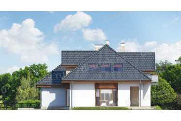 Проект двухэтажного дома из керамаблоков с двухместным гаражом DTV100028