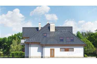 Проект двухэтажного дома из керамаблоков с двухместным гаражом DTV100028