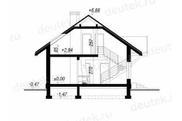 Проект двухэтажного дома из керамаблоков с мансардой и камином DTV100029