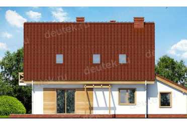 Проект двухэтажного дома из керамаблоков с мансардой и одноместным гаражом DTV100034
