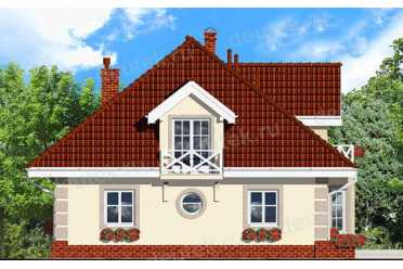 Проект двухэтажного дома из керамаблоков с мансардой и камином DTV100035