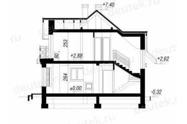Проект двухэтажного дома из керамаблоков с мансардой и одноместным гаражом DTV100036