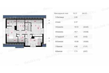 Проект двухэтажного дома из керамаблоков с мансардой и одноместным гаражом DTV100045