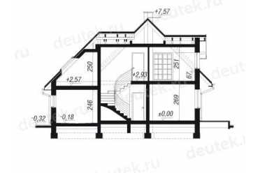 Проект двухэтажного дома из керамоблоков с мансардой и одноместным гаражом DTV100066